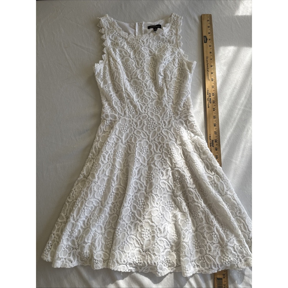 Jodi Kristopher White Lace A-Line Dress Sleeveless Mini Size 3 Floral Party